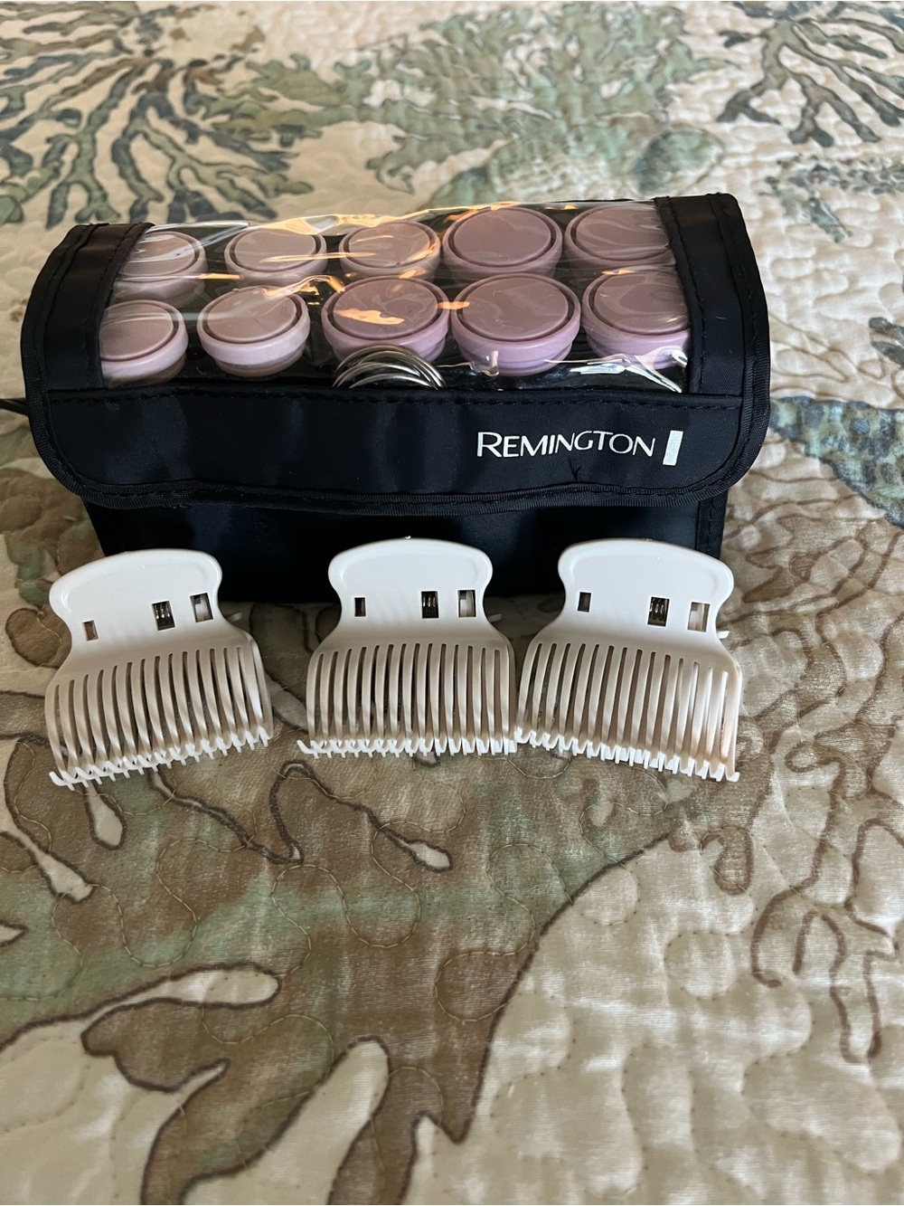 Remington Pink Heated Rollers Set with Black Storage Case and White Clips